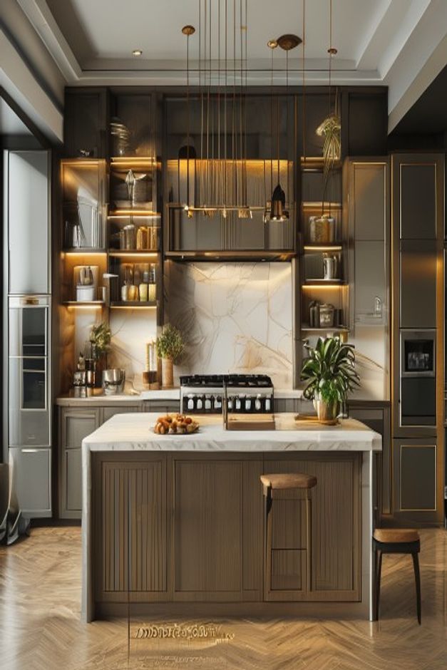 Art Deco Kitchen Fluted Island Ideas