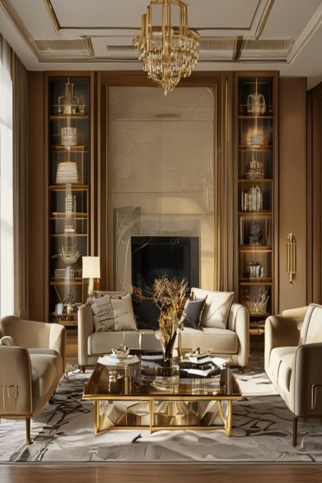 Art Deco Living Room Coffee Table Decor Ideas - AI-generated interior design reference