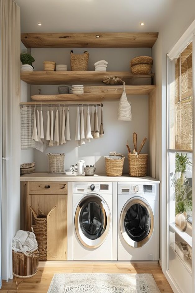 California Casual Laundry Room Hanging Rail Ideas