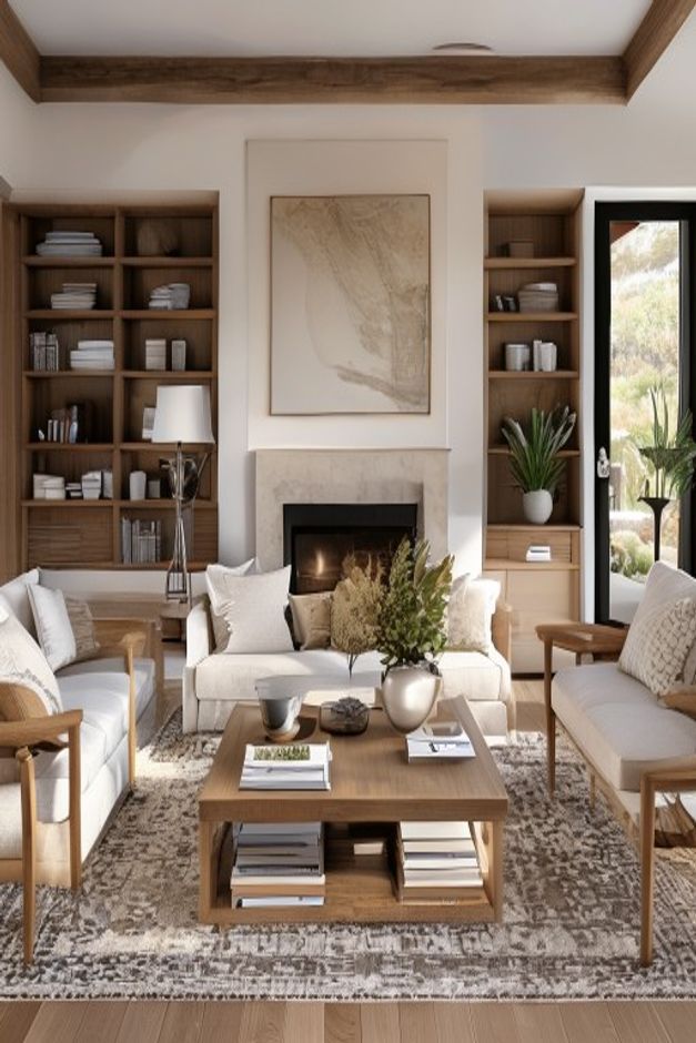 California Casual Living Room Twin Sofa Layout Ideas