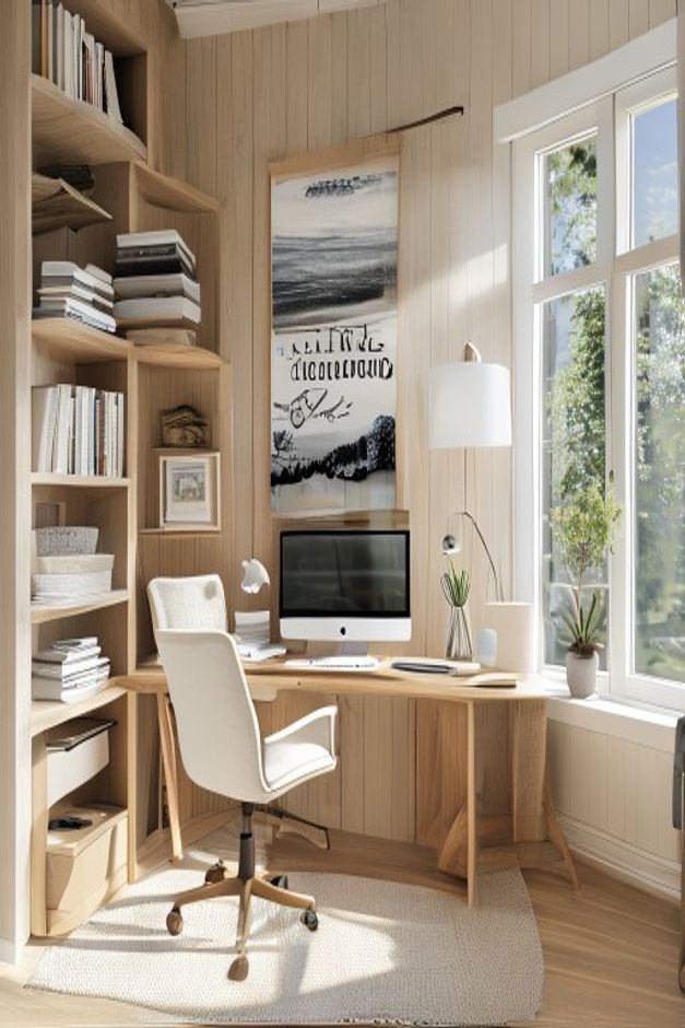 Coastal Home Office Affordable Desk Setup Ideas - AI-generated interior design reference