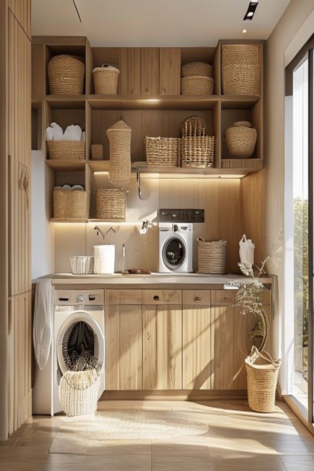 Contemporary Laundry Room Basket Storage Ideas