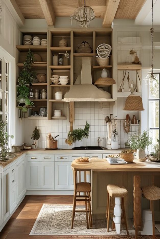 English Country Kitchen Open Shelf Ideas