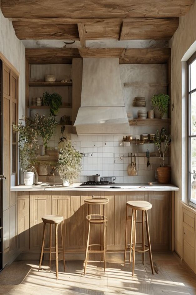 French Country Kitchen Exposed Wood Ceiling Ideas