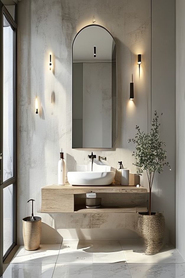 Minimalist Bathroom Mirror Wall Ideas - AI-generated interior design reference