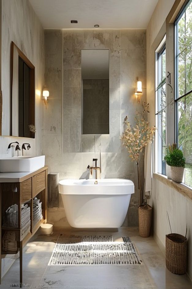 Modern Farmhouse Bathroom Shower Focal Point Ideas - AI-generated interior design reference