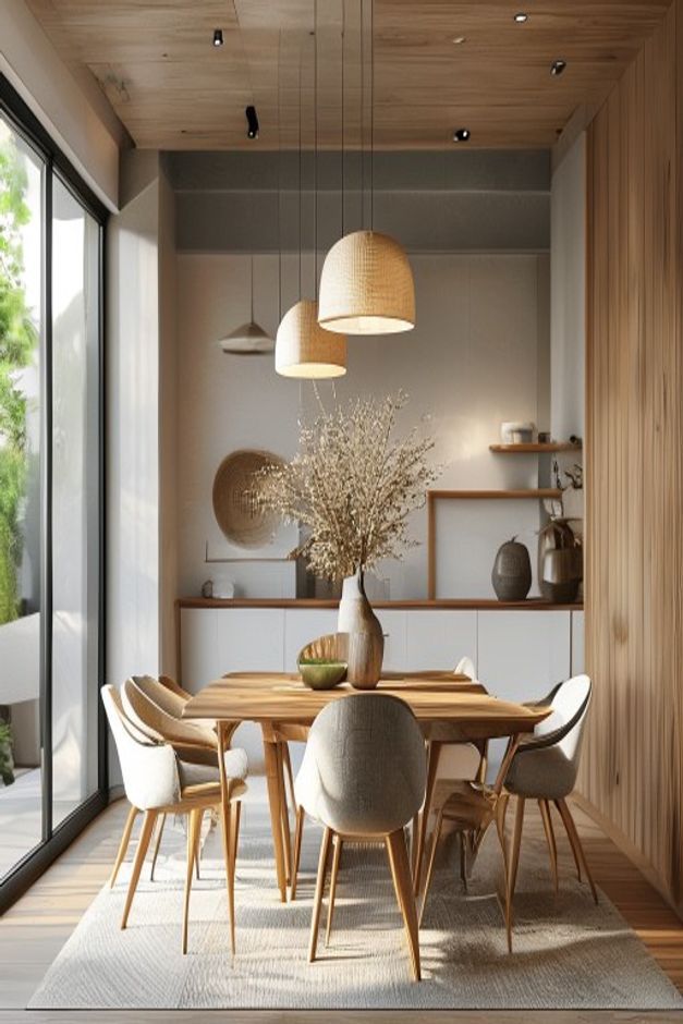Modern Organic Dining Room Wood Dining Table Ideas - AI-generated interior design reference