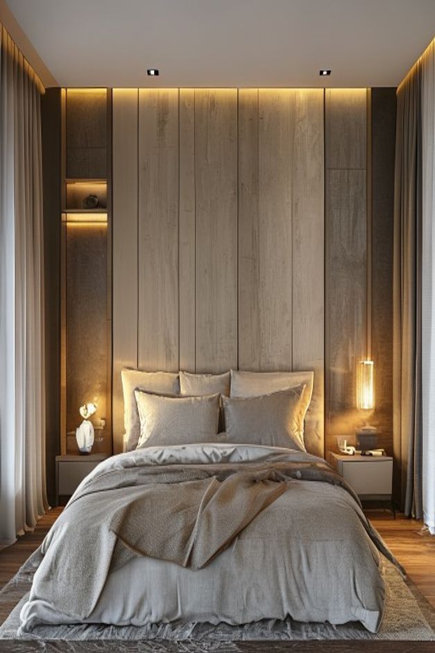 Quiet Luxury Bedroom Vertical Panel Headboard Ideas