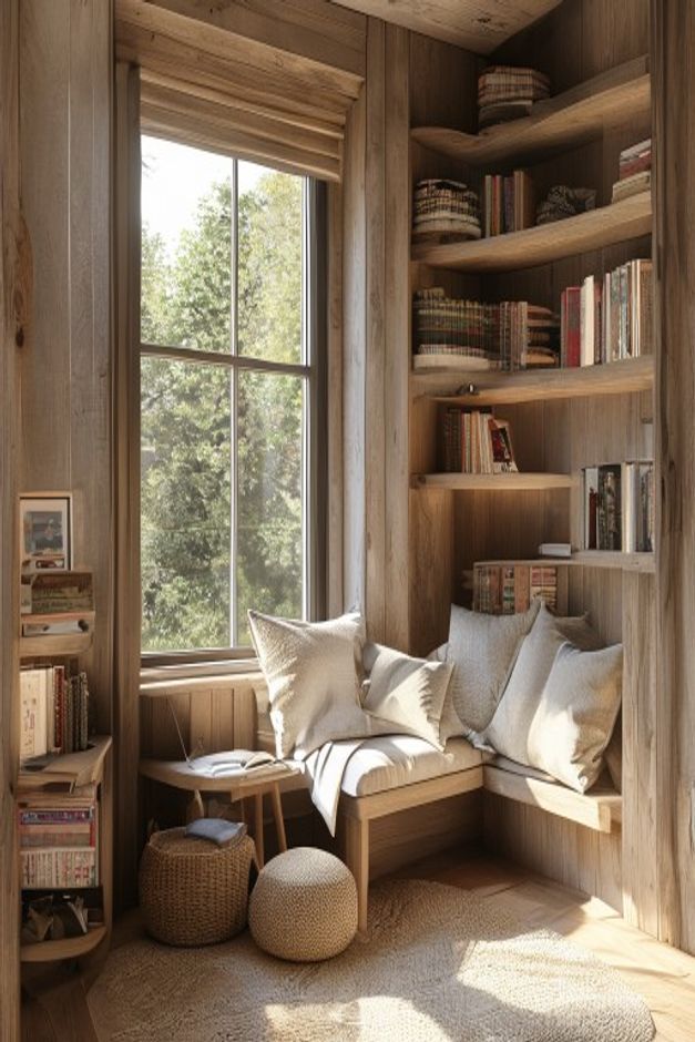 Rustic Modern Reading Nook with a Window Bench