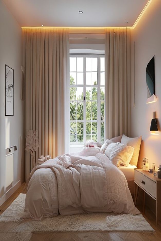 Small Bedroom Window Curtain Lighting Ideas