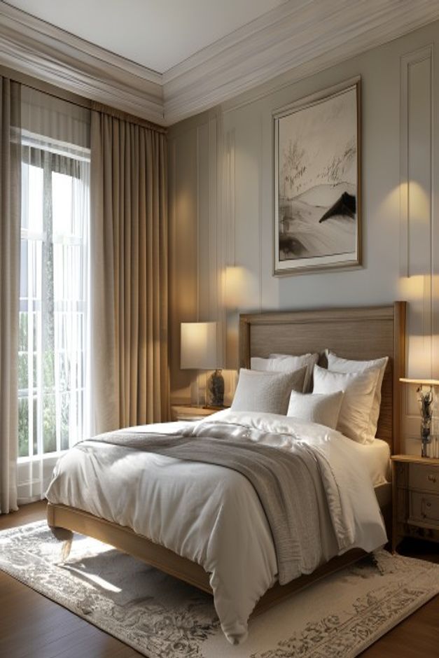 Traditional Bedroom Curtain and Bedding Ideas - AI-generated interior design reference