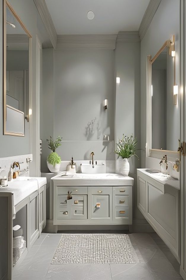 Transitional Bathroom Soft Gray Palette Ideas - AI-generated interior design reference
